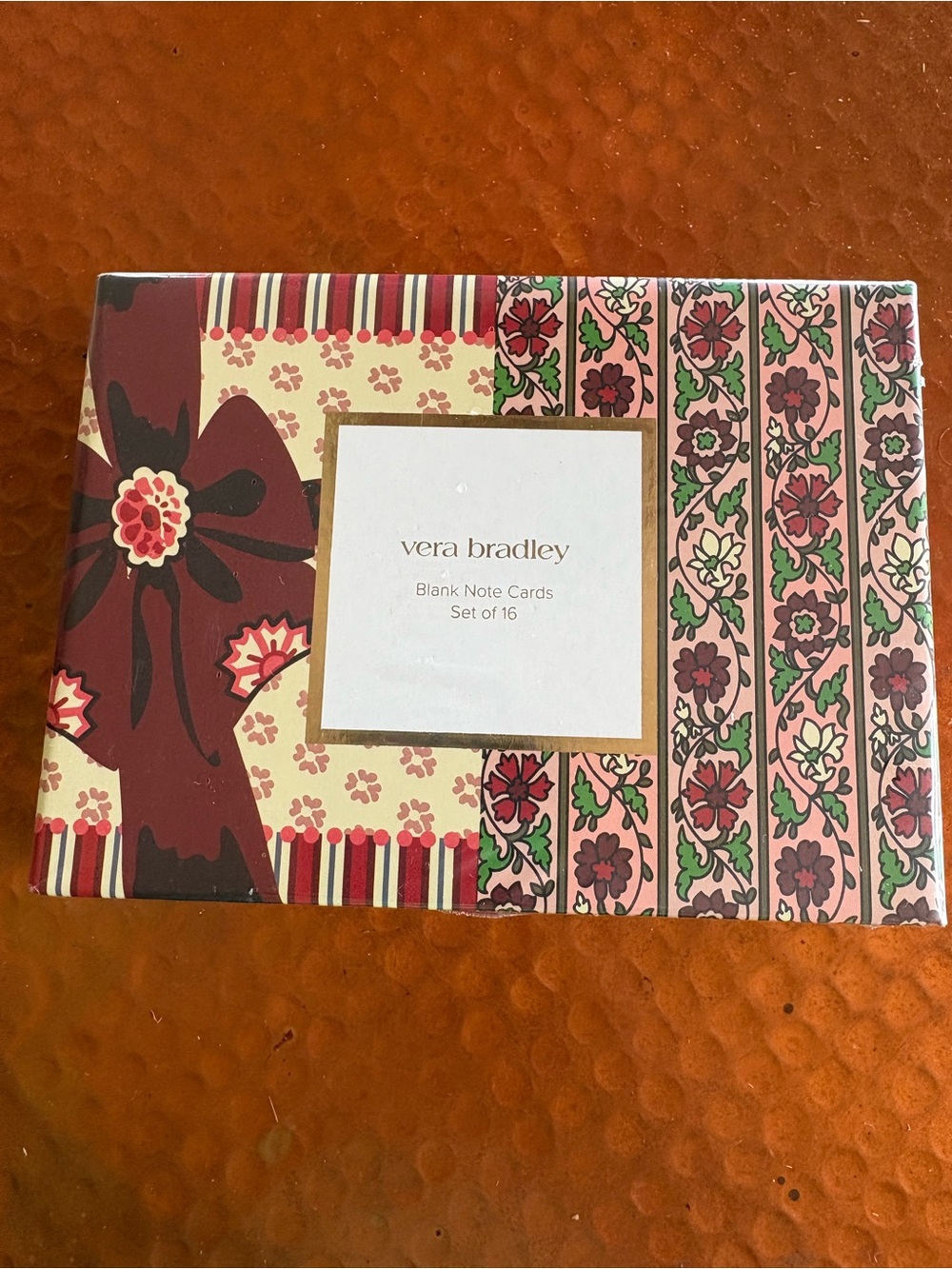 Vera Bradley Floral Pattern Winter Note Cards in Pink and Green and Burgundy